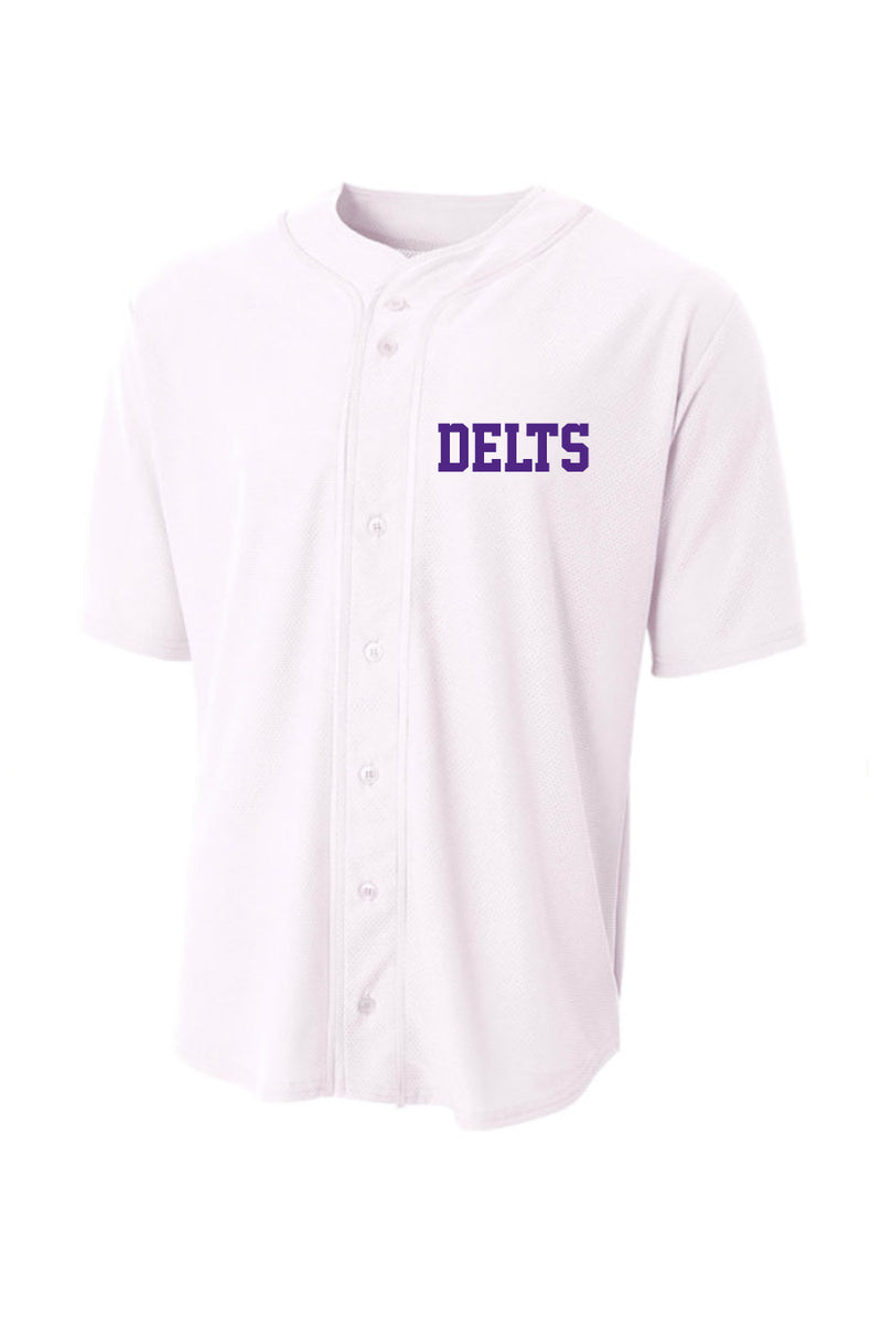 Delt Personalized White Mesh Baseball Jersey L / Delta Tau Delta